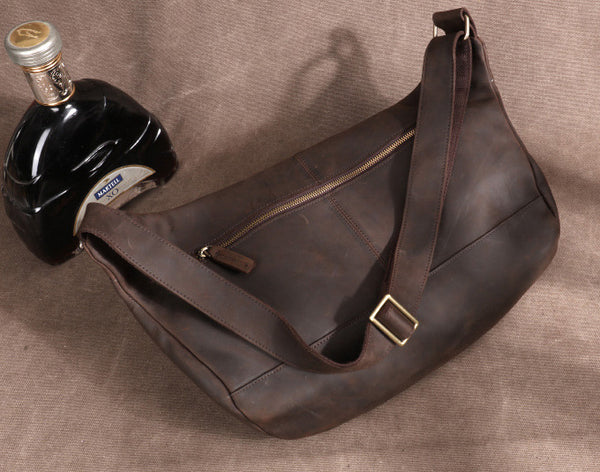 台灣李記皮具 李記 原創真皮手工 日韓 多機能瘋馬皮大容量胸包03321號原創手工真皮 皮件