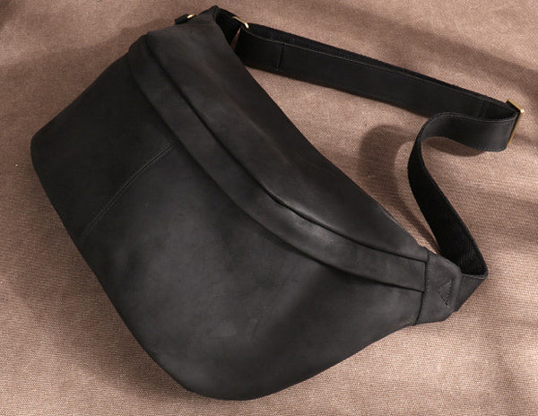 台灣李記皮具 李記 原創真皮手工 日韓 多機能瘋馬皮大容量胸包03321號原創手工真皮 皮件