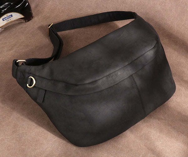 台灣李記皮具 李記 原創真皮手工 日韓 多機能瘋馬皮大容量胸包03321號原創手工真皮 皮件