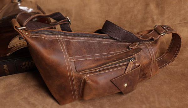 台灣李記皮具 李記 原創真皮手工 厳選のか瘋馬皮騎行機車旅行包0558號原創手工真皮 皮件