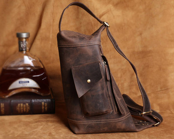 台灣李記皮具 李記 原創真皮手工 厳選のか瘋馬皮騎行機車旅行包0558號原創手工真皮 皮件