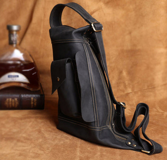 台灣李記皮具 李記 原創真皮手工 厳選のか瘋馬皮騎行機車旅行包0558號原創手工真皮 皮件