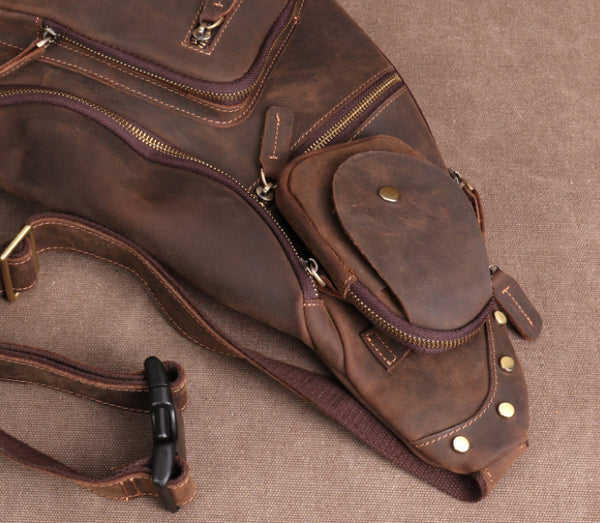 Taiwan Lee Kee Leather Goods Lee Kee original handmade genuine leather riding leather large capacity ヘッ chest bag No. 06589 original handmade genuine leather leather goods