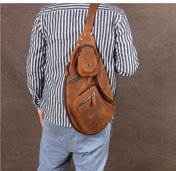 Taiwan Lee Kee Leather Goods Lee Kee original handmade genuine leather riding leather large capacity ヘッ chest bag No. 06589 original handmade genuine leather leather goods