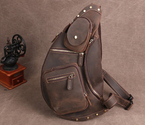 Taiwan Lee Kee Leather Goods Lee Kee original handmade genuine leather riding leather large capacity ヘッ chest bag No. 06589 original handmade genuine leather leather goods