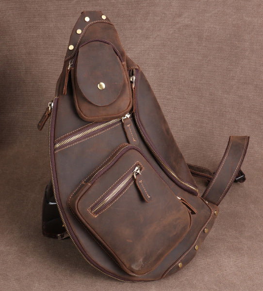 Taiwan Lee Kee Leather Goods Lee Kee original handmade genuine leather riding leather large capacity ヘッ chest bag No. 06589 original handmade genuine leather leather goods