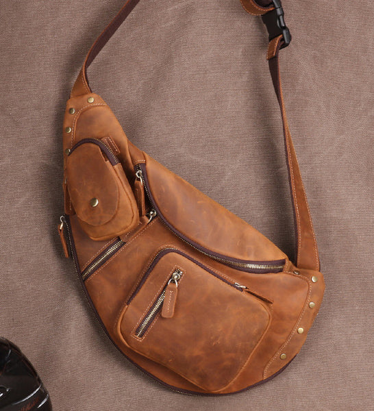 Taiwan Lee Kee Leather Goods Lee Kee original handmade genuine leather riding leather large capacity ヘッ chest bag No. 06589 original handmade genuine leather leather goods