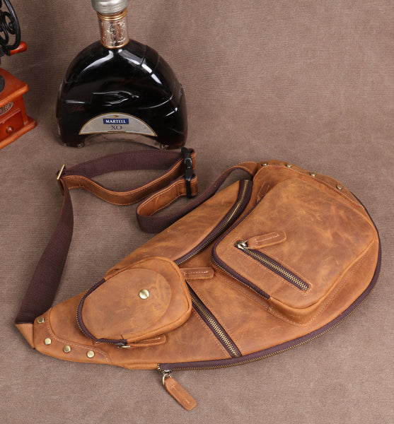 Taiwan Lee Kee Leather Goods Lee Kee original handmade genuine leather riding leather large capacity ヘッ chest bag No. 06589 original handmade genuine leather leather goods