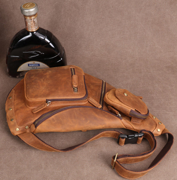 Taiwan Lee Kee Leather Goods Lee Kee original handmade genuine leather riding leather large capacity ヘッ chest bag No. 06589 original handmade genuine leather leather goods