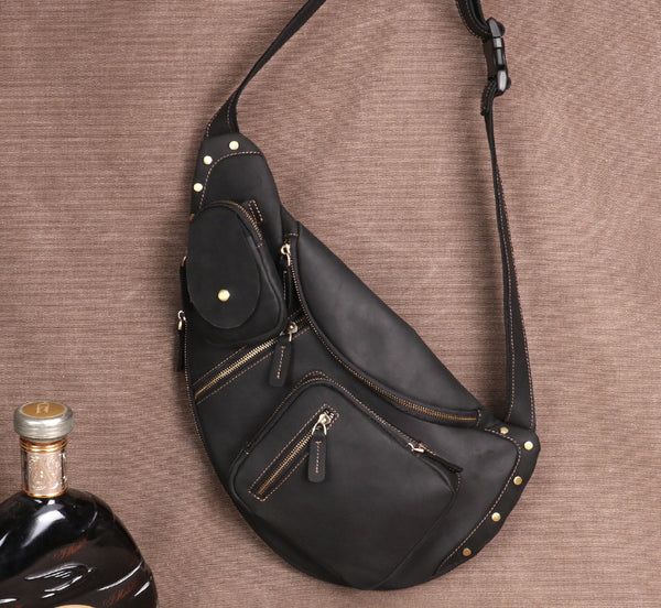 Taiwan Lee Kee Leather Goods Lee Kee original handmade genuine leather riding leather large capacity ヘッ chest bag No. 06589 original handmade genuine leather leather goods