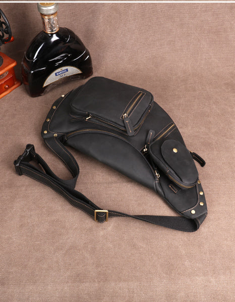 Taiwan Lee Kee Leather Goods Lee Kee original handmade genuine leather riding leather large capacity ヘッ chest bag No. 06589 original handmade genuine leather leather goods