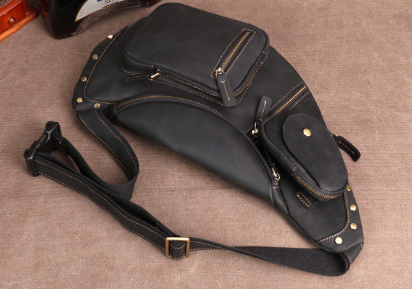 Taiwan Lee Kee Leather Goods Lee Kee original handmade genuine leather riding leather large capacity ヘッ chest bag No. 06589 original handmade genuine leather leather goods