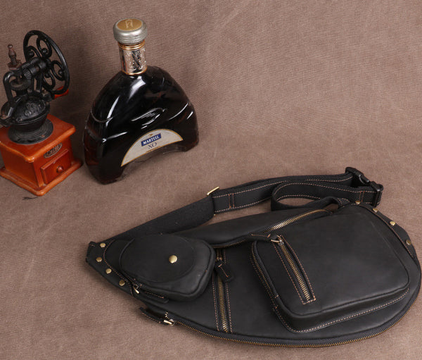 Taiwan Lee Kee Leather Goods Lee Kee original handmade genuine leather riding leather large capacity ヘッ chest bag No. 06589 original handmade genuine leather leather goods