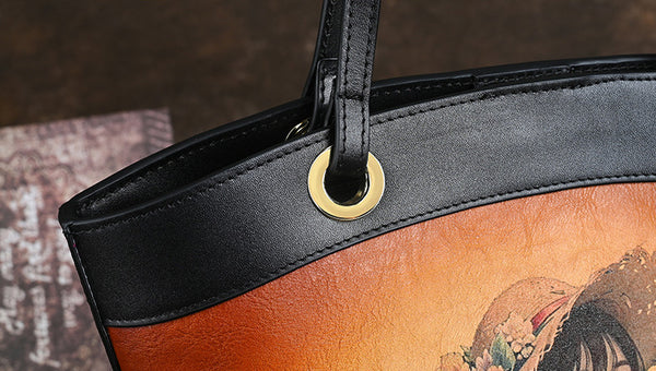 台灣李記皮具 李記 原創真皮手工 少女の手描き頭層皮手提包1031號原創手工真皮 皮件