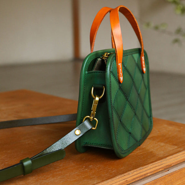 台灣李記皮具 李記 原創真皮手工 歐美 復古 植鞣皮革拼接手提包11050號原創手工真皮 皮件