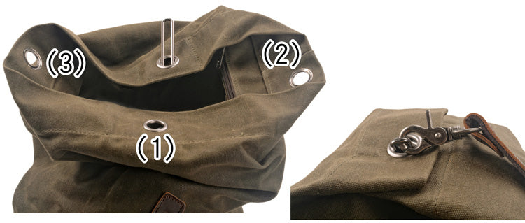 Taiwan Lee Kee Leather Goods Lee Kee Original Handmade Leather Canvas Bag Outdoor Camping Large Bucket Storage Bag No. 125110 First Layer Cowhide Bag Leather Original Handmade Leather Leather Goods