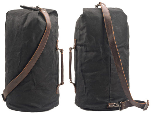 Taiwan Lee Kee Leather Goods Lee Kee Original Genuine Leather Handmade Canvas Bag Outdoor Camping Large Bucket Storage Bag No. 125110 First Layer Cowhide Bag Leather Original Handmade Genuine Leather Leather Goods