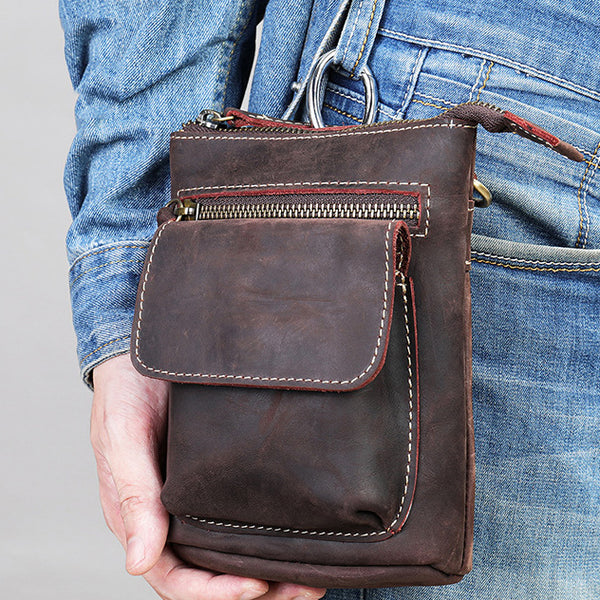 台灣李記皮具 李記 原創真皮手工 瘋馬皮(穿皮帶)多機能掛包1333號原創手工真皮 皮件