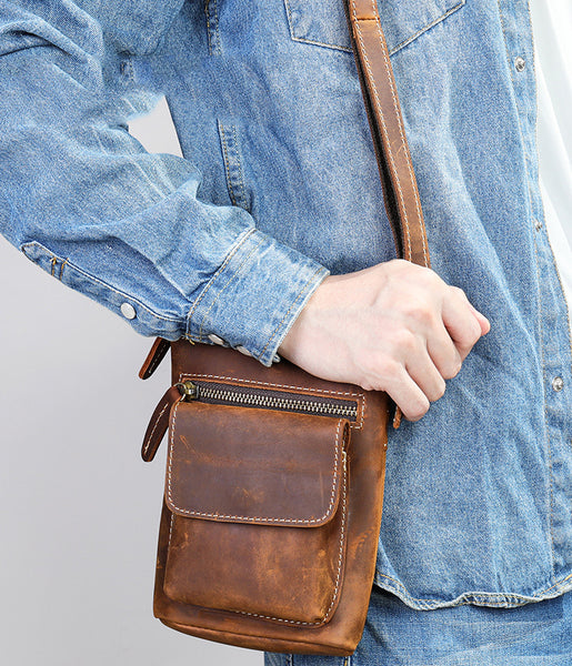 台灣李記皮具 李記 原創真皮手工 瘋馬皮(穿皮帶)多機能掛包1333號原創手工真皮 皮件