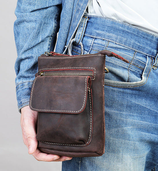 台灣李記皮具 李記 原創真皮手工 瘋馬皮(穿皮帶)多機能掛包1333號原創手工真皮 皮件