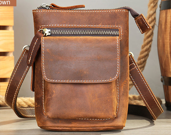 台灣李記皮具 李記 原創真皮手工 瘋馬皮(穿皮帶)多機能掛包1333號原創手工真皮 皮件