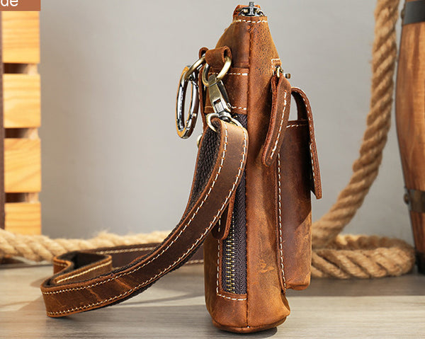 台灣李記皮具 李記 原創真皮手工 瘋馬皮(穿皮帶)多機能掛包1333號原創手工真皮 皮件