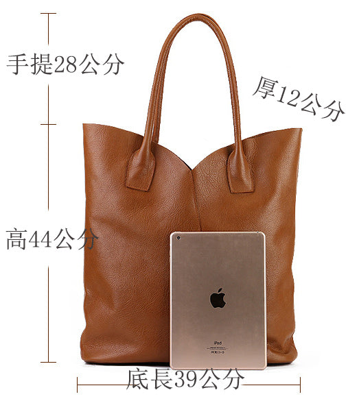 Taiwan Lee Kee Leather Goods Lee Kee original handmade genuine leather most suitable for commuting solid color large capacity genuine leather tote bag No. 20003 original handmade genuine leather leather goods