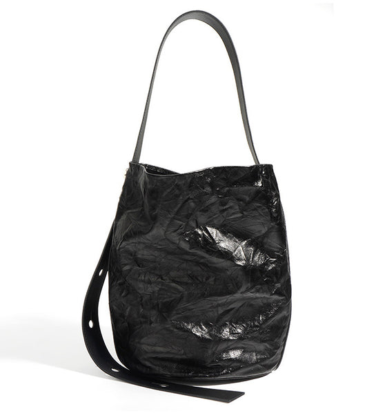 台灣李記皮具 李記 原創真皮手工 春夏ソフ軟皮牛革 皺褶の水桶包2088號原創手工真皮 皮件