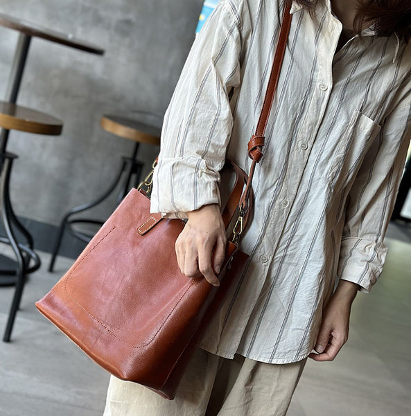 Taiwan Lee Kee Leather Goods Lee Kee Original Handmade Leather Japanese Style Simple Retro Style Tote Bag No. 23033 Original Handmade Leather Goods