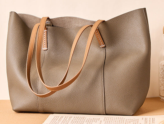 Taiwan Lee Kee Leather Goods Lee Kee Original Handmade Leather European and American Simple Casual Tote Bag No. 2378 Original Handmade Leather Leather Goods