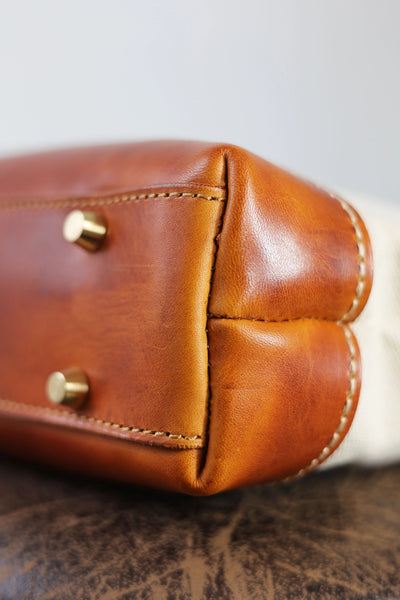 Taiwan Lee Kee Leather Goods Lee Kee original handmade genuine leather Wenqing canvas and vegetable tanned leather casual doctor bag No. 30178 original handmade genuine leather leather goods