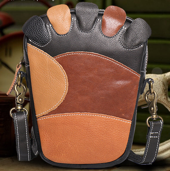 台灣李記皮具 李記 原創真皮手工 復古 個性腳趾狀 撞色簡約 手機包30316號原創手工真皮 皮件