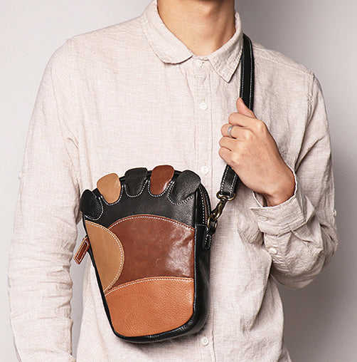 台灣李記皮具 李記 原創真皮手工 復古 個性腳趾狀 撞色簡約 手機包30316號原創手工真皮 皮件