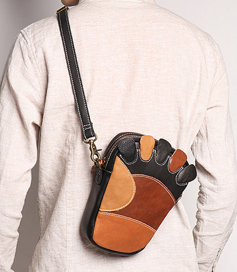 台灣李記皮具 李記 原創真皮手工 復古 個性腳趾狀 撞色簡約 手機包30316號原創手工真皮 皮件