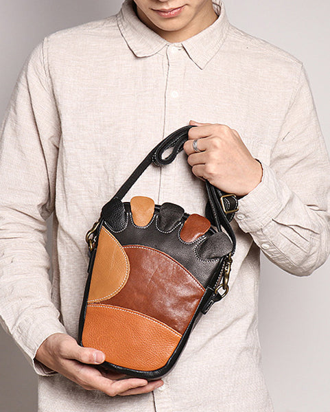 台灣李記皮具 李記 原創真皮手工 復古 個性腳趾狀 撞色簡約 手機包30316號原創手工真皮 皮件