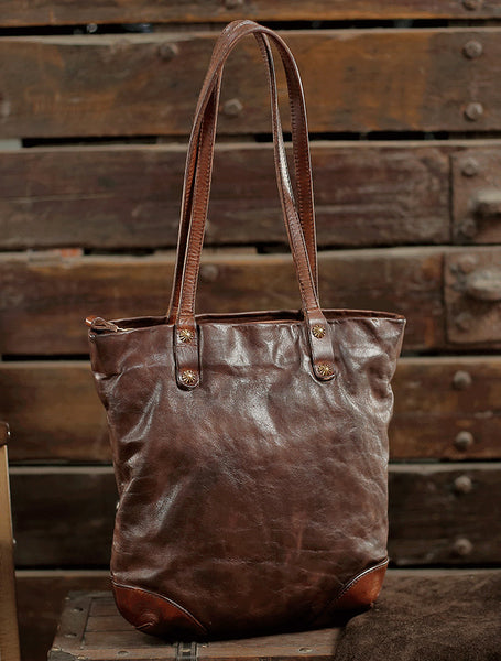 台灣李記皮具 李記 原創真皮手工 無性別なし馬皮手工メリ美式復古水桶包31047號原創手工真皮 皮件