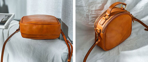 Taiwan Lee Kee Leather Goods Lee Kee Original Handmade Leather Japanese Line Smooth Retro Eyes Small Round Bag No. 316 Original Handmade Leather Goods