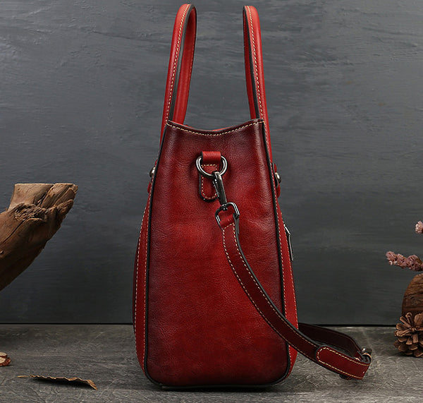 Taiwan Lee Kee Leather Goods Lee Kee Original Handmade Leather Retro Totem Multi-compartment Tote Bag No. 3299 Original Handmade Leather Leather Goods