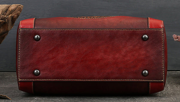 Taiwan Lee Kee Leather Goods Lee Kee Original Handmade Leather Retro Totem Multi-compartment Tote Bag No. 3299 Original Handmade Leather Leather Goods