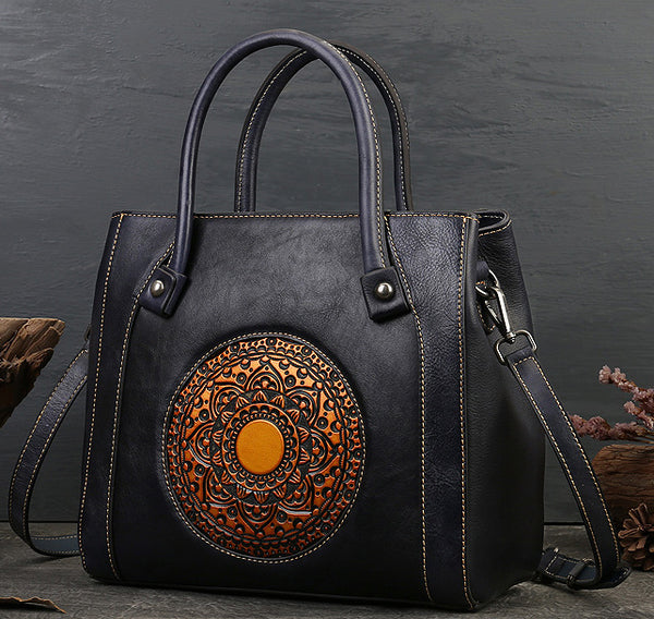 Taiwan Lee Kee Leather Goods Lee Kee Original Handmade Leather Retro Totem Multi-compartment Tote Bag No. 3299 Original Handmade Leather Leather Goods