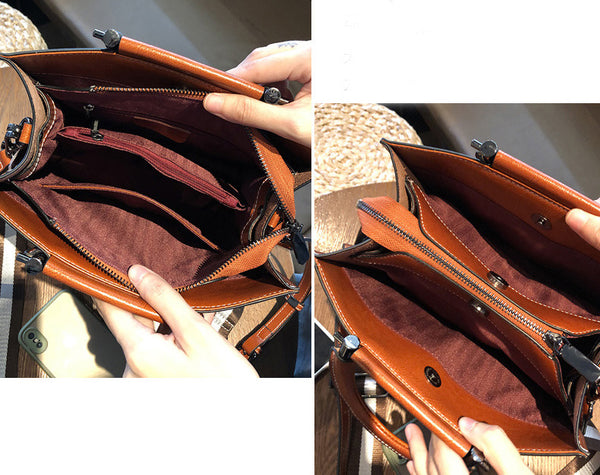 台灣李記皮具 李記 原創真皮手工 新作本革ハン油蠟皮通勤トー托特包55711號原創手工真皮 皮件