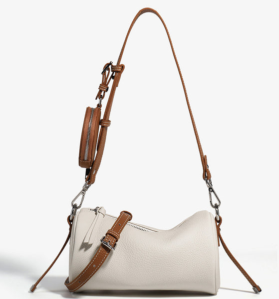 Taiwan Lee Kee Leather Goods Lee Kee original handmade genuine leather contrast color simple cylindrical small bag No. 6338 original handmade genuine leather leather goods