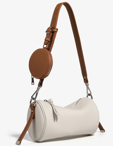 Taiwan Lee Kee Leather Goods Lee Kee original handmade genuine leather contrast color simple cylindrical small bag No. 6338 original handmade genuine leather leather goods