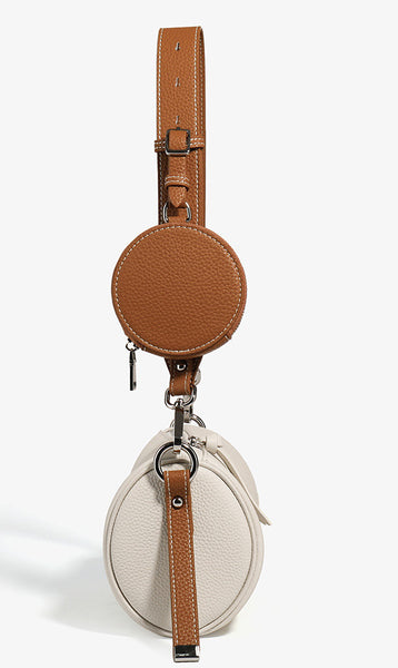 Taiwan Lee Kee Leather Goods Lee Kee original handmade genuine leather contrast color simple cylindrical small bag No. 6338 original handmade genuine leather leather goods