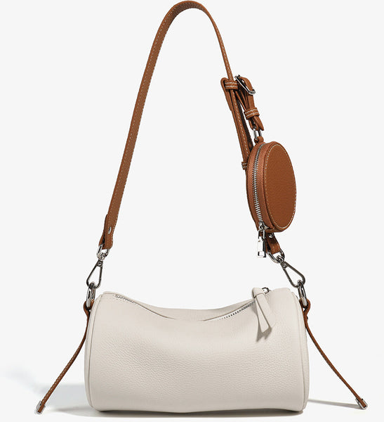 Taiwan Lee Kee Leather Goods Lee Kee original handmade genuine leather contrast color simple cylindrical small bag No. 6338 original handmade genuine leather leather goods