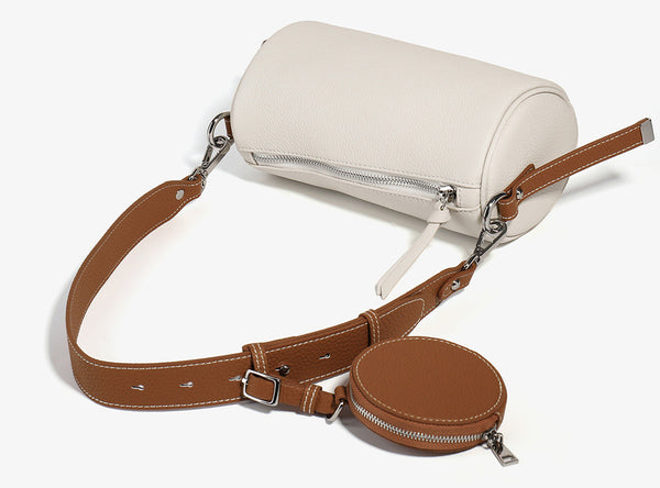 Taiwan Lee Kee Leather Goods Lee Kee original handmade genuine leather contrast color simple cylindrical small bag No. 6338 original handmade genuine leather leather goods