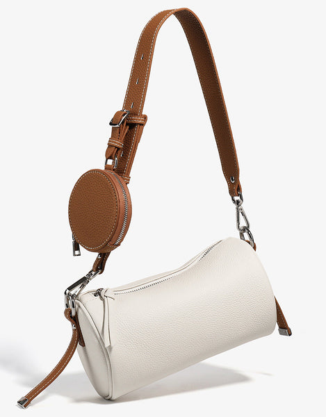 Taiwan Lee Kee Leather Goods Lee Kee original handmade genuine leather contrast color simple cylindrical small bag No. 6338 original handmade genuine leather leather goods