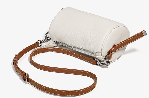 Taiwan Lee Kee Leather Goods Lee Kee original handmade genuine leather contrast color simple cylindrical small bag No. 6338 original handmade genuine leather leather goods