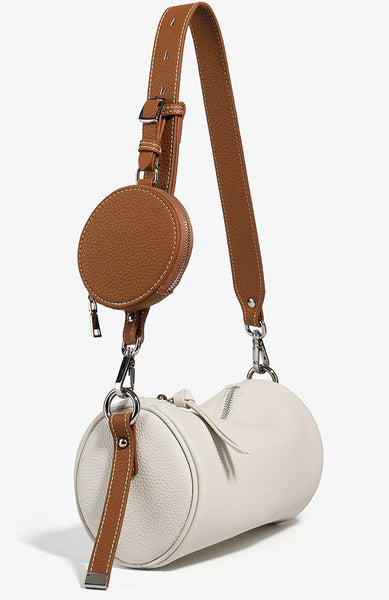 Taiwan Lee Kee Leather Goods Lee Kee original handmade genuine leather contrast color simple cylindrical small bag No. 6338 original handmade genuine leather leather goods