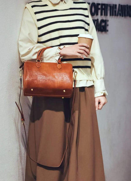 Taiwan Lee Kee Leather Goods Lee Kee original handmade genuine leather first layer vegetable tanned leather ヘッ vintage Boston handbag No. 64200 original handmade genuine leather leather goods